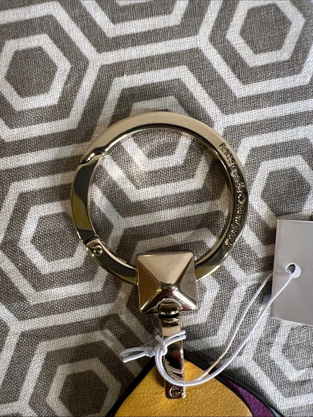 kate spade Multicolor Leather Spade Key Ring in Yellow, Purple & Blue-Gray